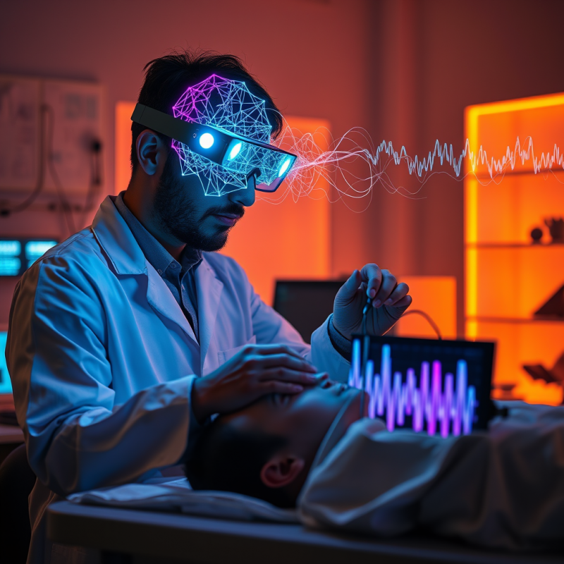 Scientist Using Neurotech Headset