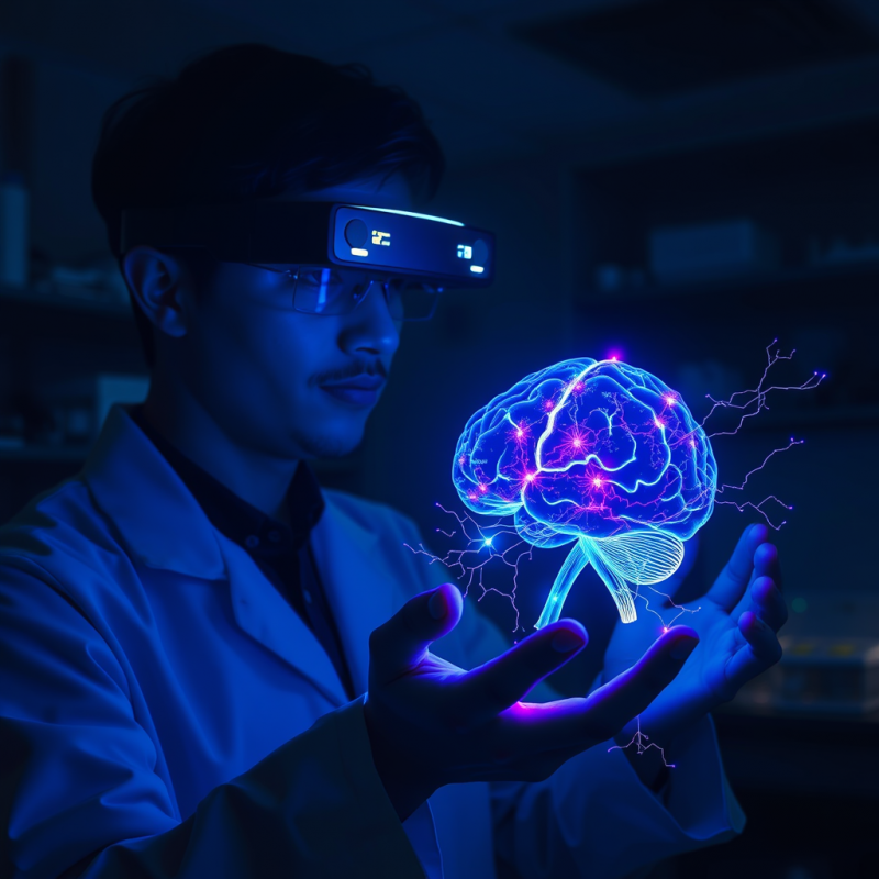 Scientist with Augmented Reality Brain
