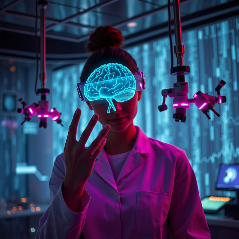Scientist Viewing Brain Scan in Lab