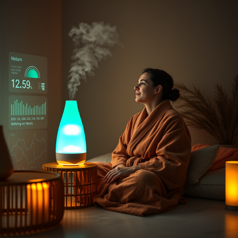 Woman Relaxing with Smart Humidifier