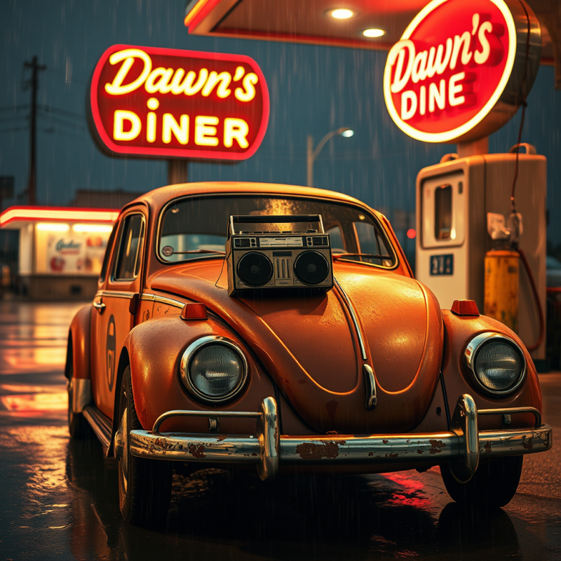 Vintage Car at Dawn's Diner