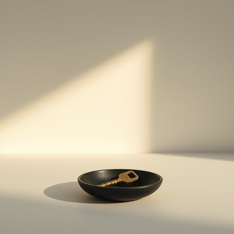 Golden Key in Black Bowl