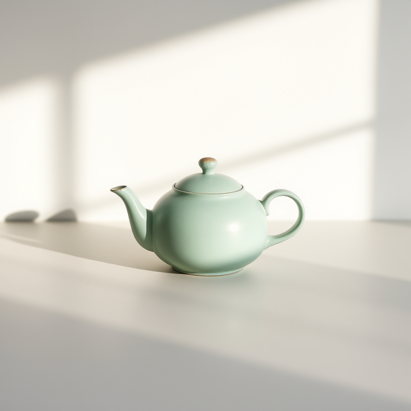 Pastel Green Teapot in Soft Light