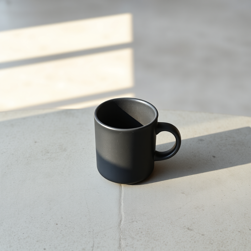 Black Coffee Mug on Concrete