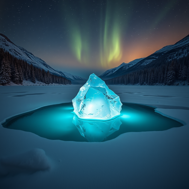 Glowing Iceberg in Aurora Valley