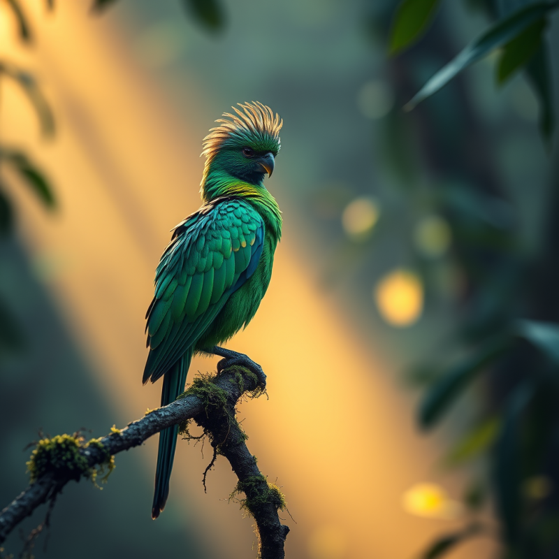 Green Parrot with Golden Crest