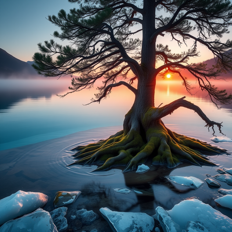 Sunset Tree by Water
