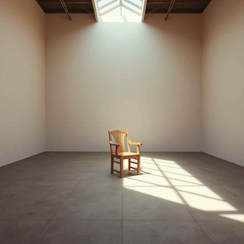 Wooden Chair in Sunlit Empty Room