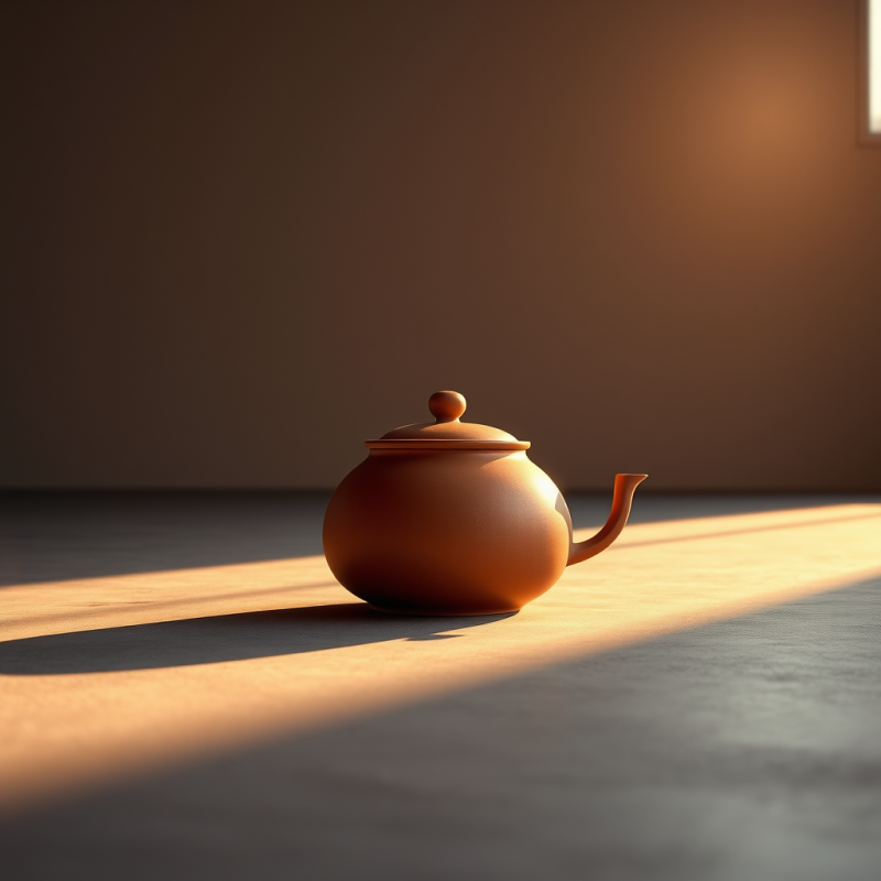 Clay Teapot in Warm Sunlight