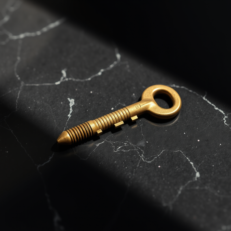 Golden Key on Marble Surface