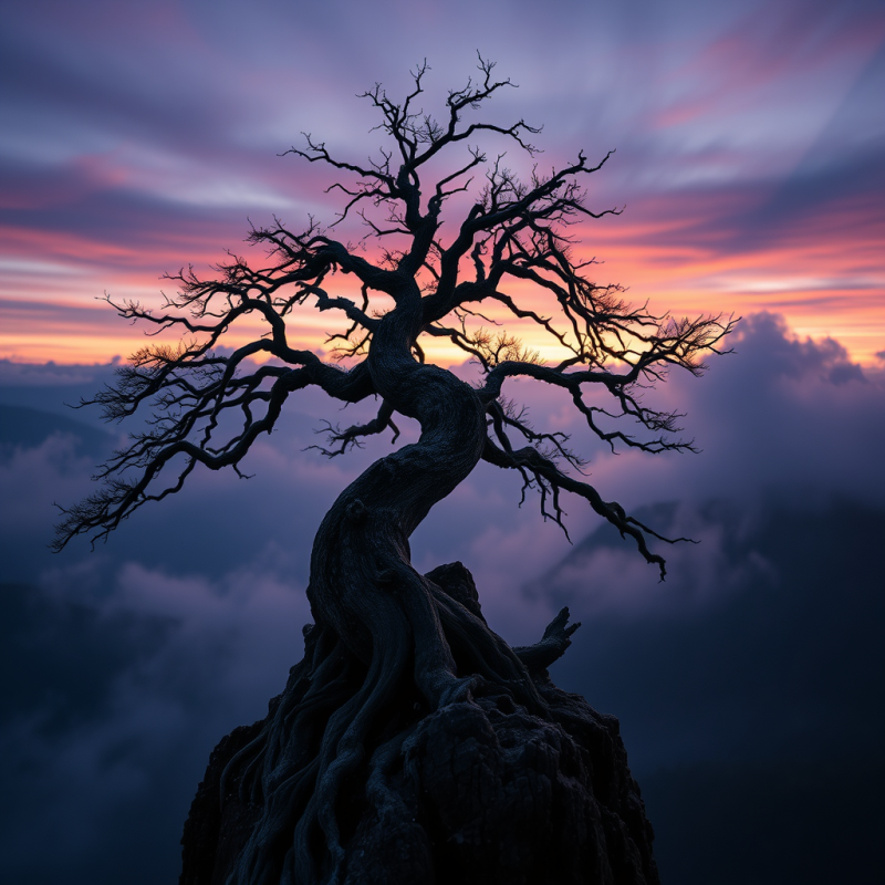 Mysterious Tree Against Sunset