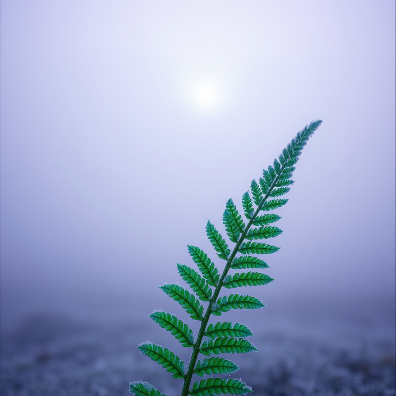 Frosted Fern Against Moonlight