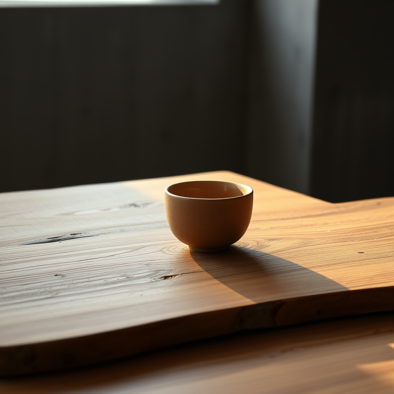 Earthenware Cup on Wooden Table