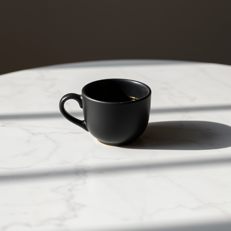 Black Coffee Cup on Marble Table