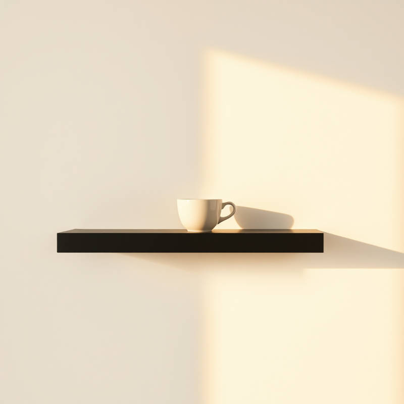 Minimalist Coffee Cup on Shelf