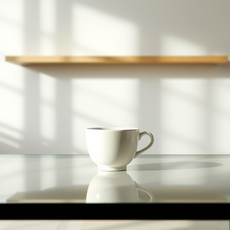 White Coffee Cup on Glass Table