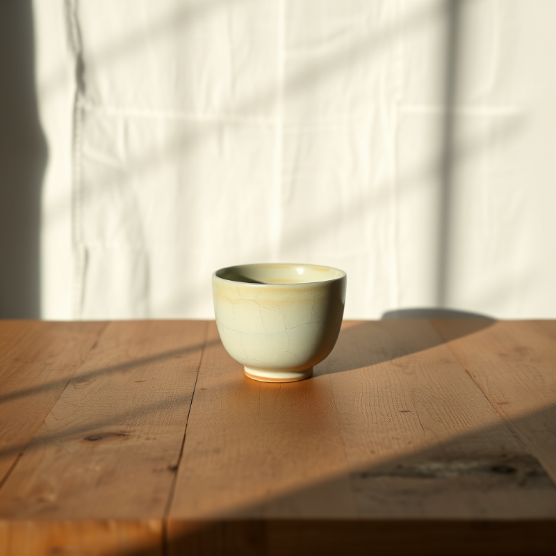 Cracked Ceramic Cup on Wooden Table
