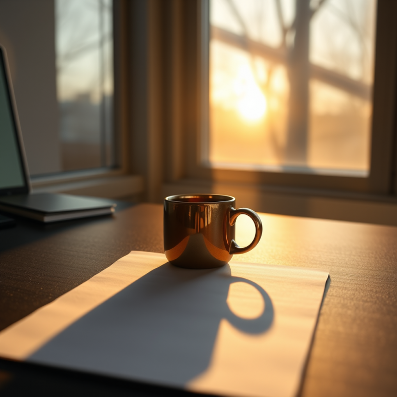Coffee Mug on Desk by Window