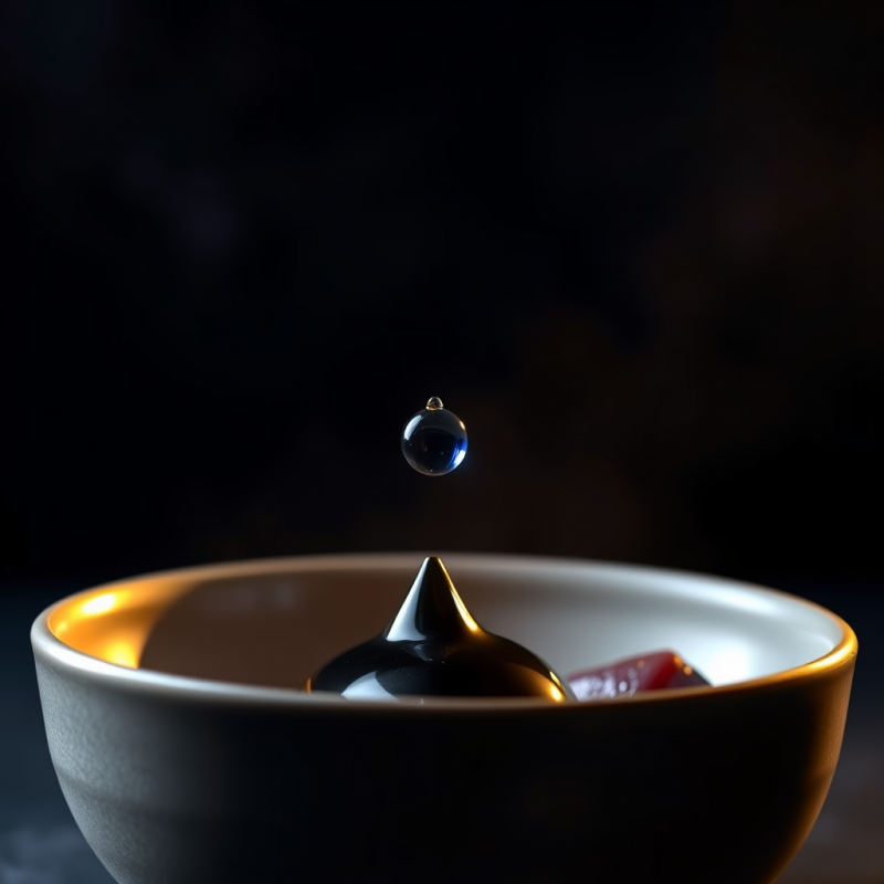 Droplet Suspended Over Bowl