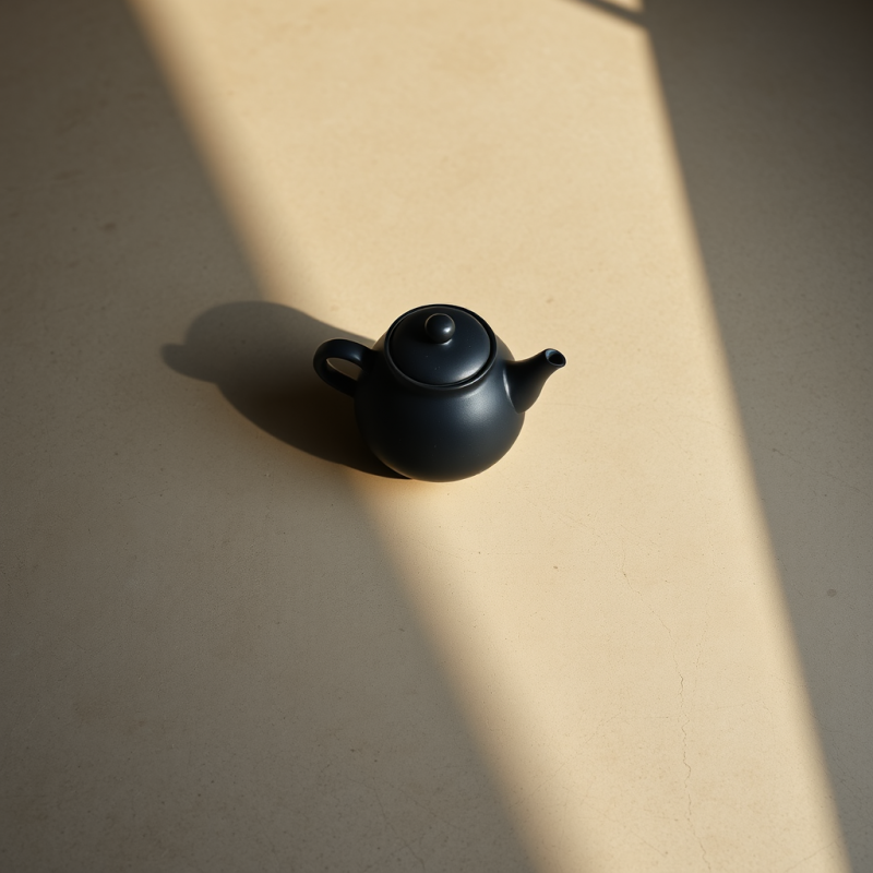 Black Teapot on Beige Surface
