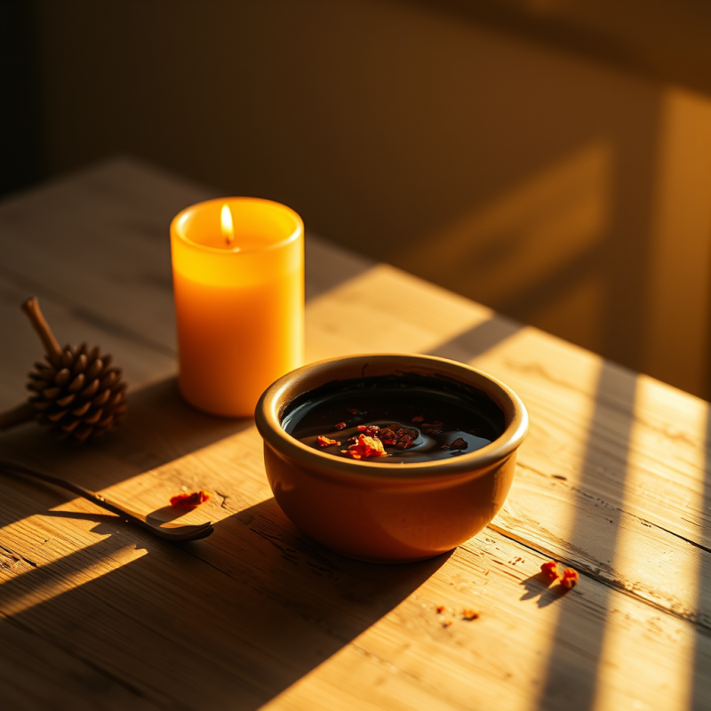 Warm Candle and Herbal Tea Bowl