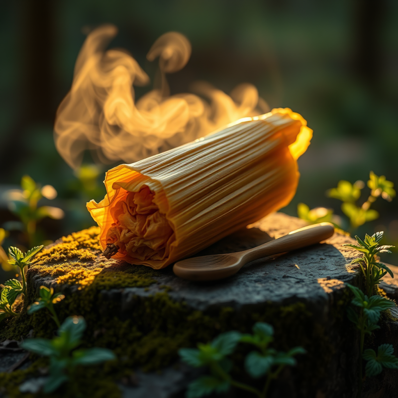 Smoldering Incense Stick on Mossy Stone