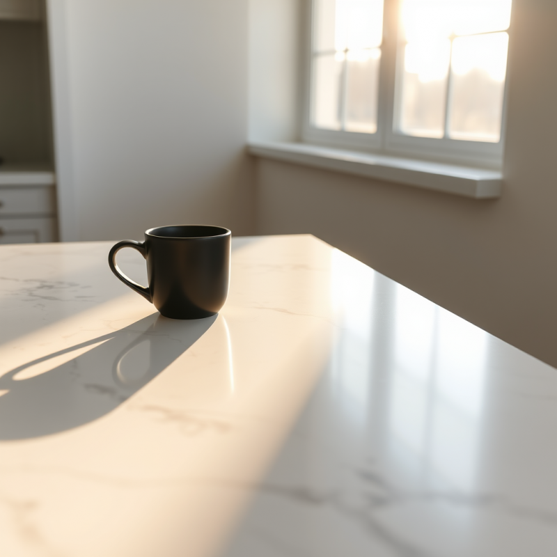 Black Mug on Marble Countertop