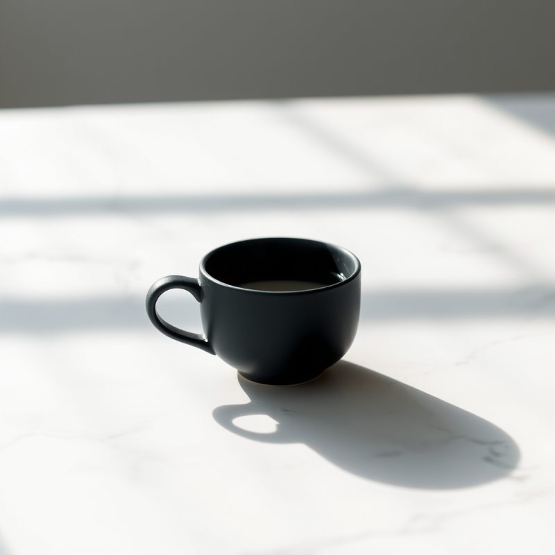 Black Coffee Cup on Marble Surface