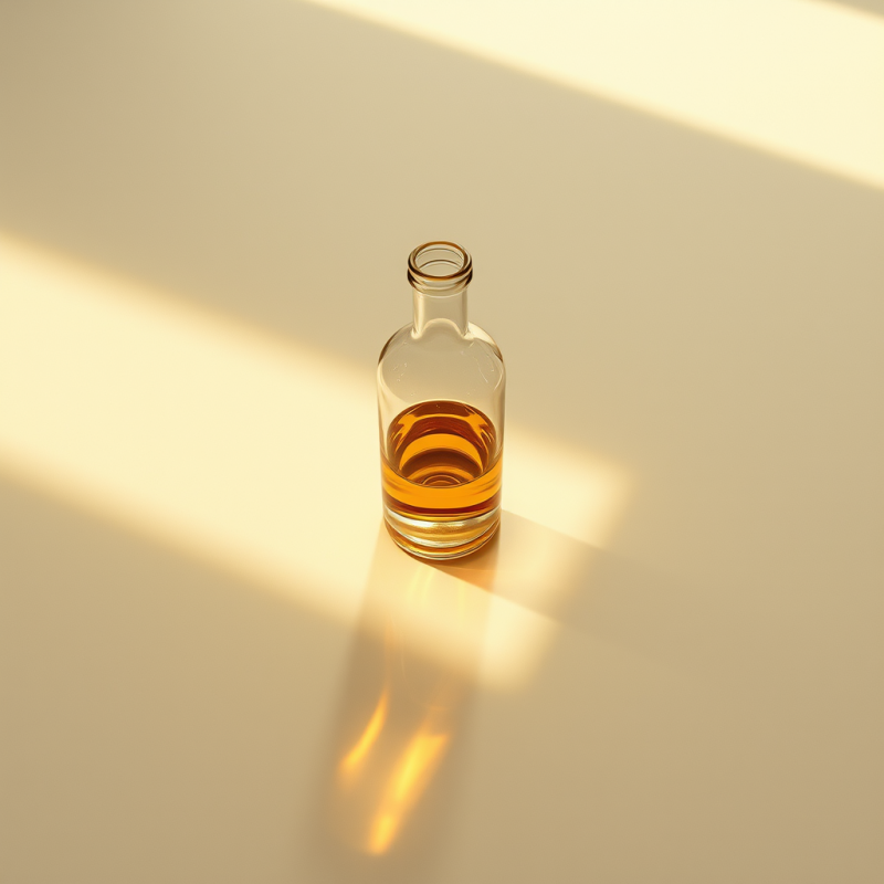 Glass Bottle with Amber Liquid in Sunlight