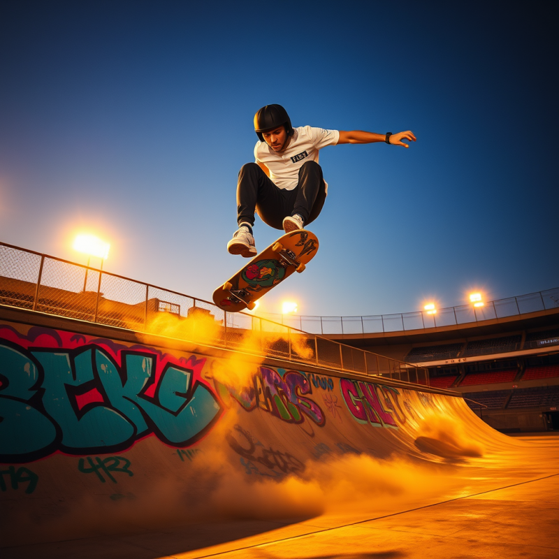 Skateboarder in Mid-air