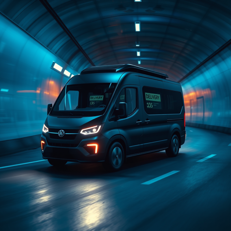 High-speed Delivery Van in a Tunnel