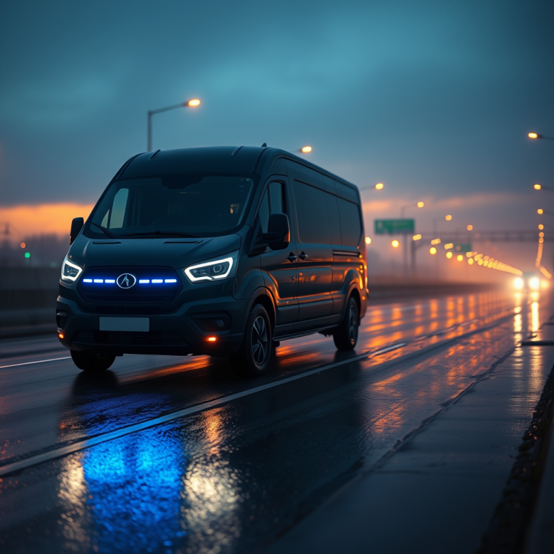 Modern Nighttime Van