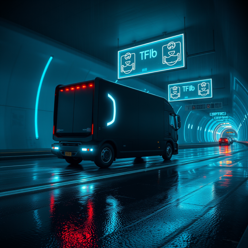 Futuristic Truck in Neon Tunnel