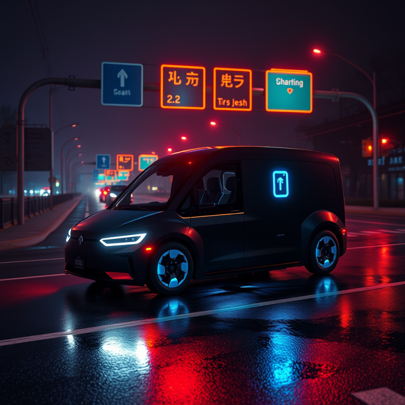 Futuristic Autonomous Car on Rainy Highway