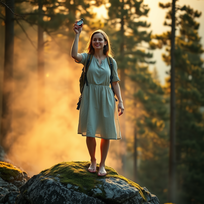 Explorer in the Misty Forest