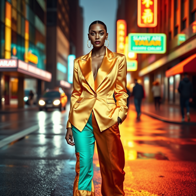 A Statuesque Model In A Hand-stitched