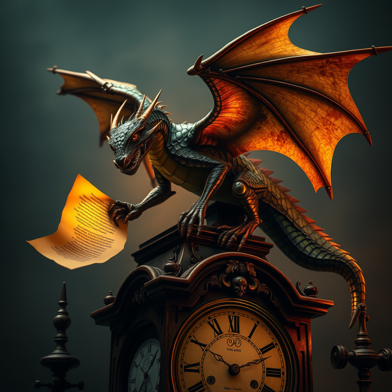 Dragon Perched on Antique Clock