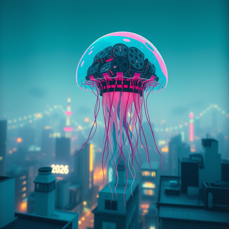 Glowing Jellyfish with Film Reels