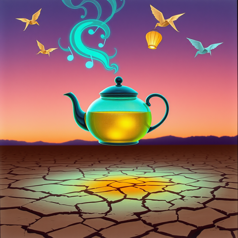 Teapot with Musical Steam and Origami Birds