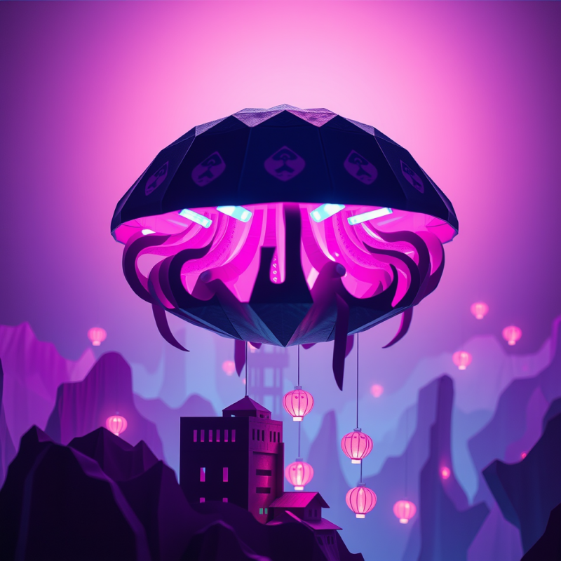 Floating Ufo Over City