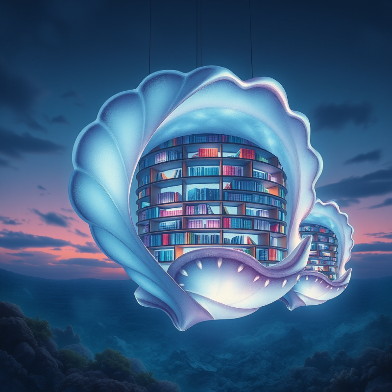 Floating Shell Library at Dusk