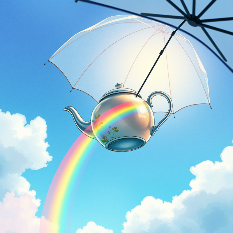 Floating Teapot with Rainbow
