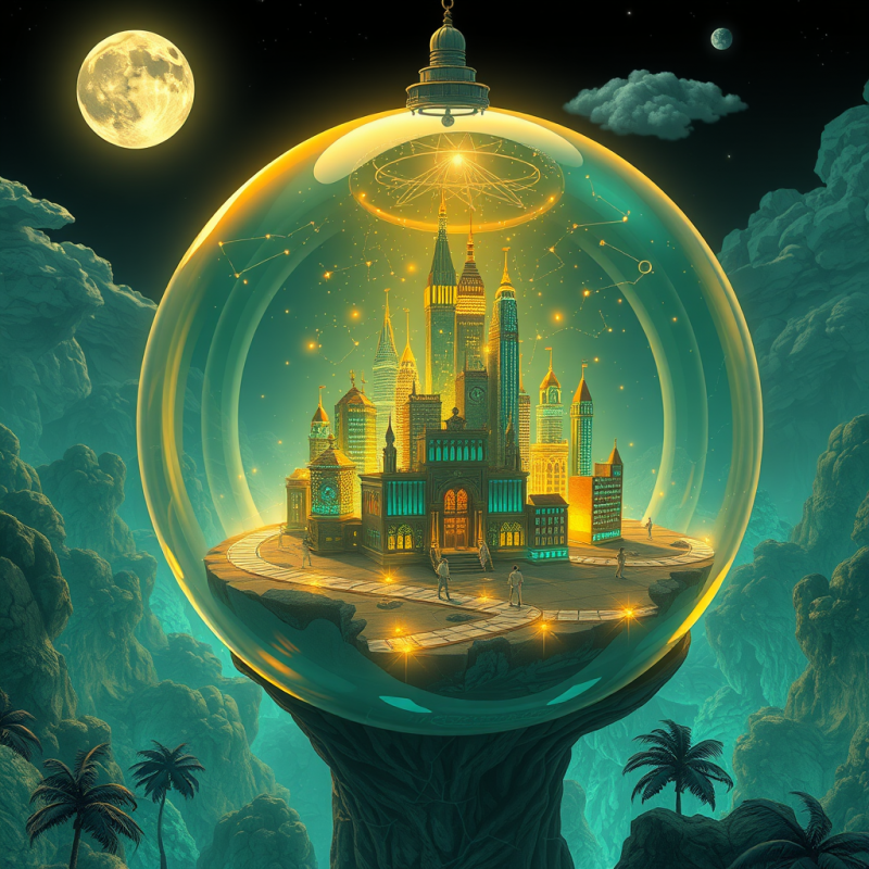 Glowing City in Celestial Sphere