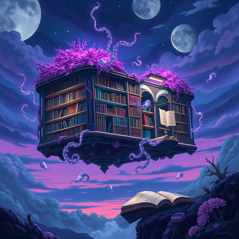 Floating Library with Purple Coral