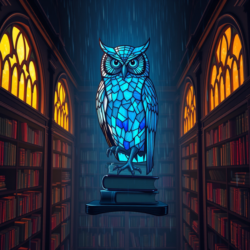 Stained Glass Owl in Library