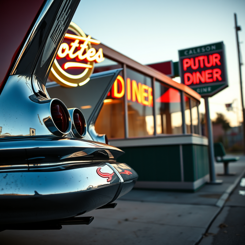 Vintage Car at Retro Diner