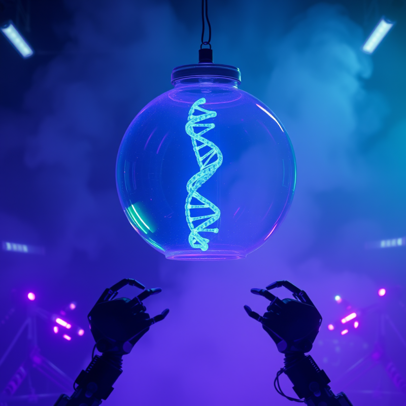 Neon Dna Helix in a Jar