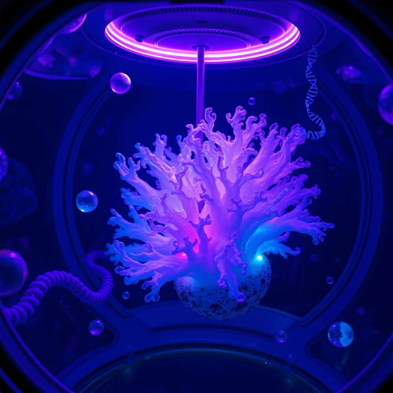 Bioluminescent Coral in Futuristic Setting