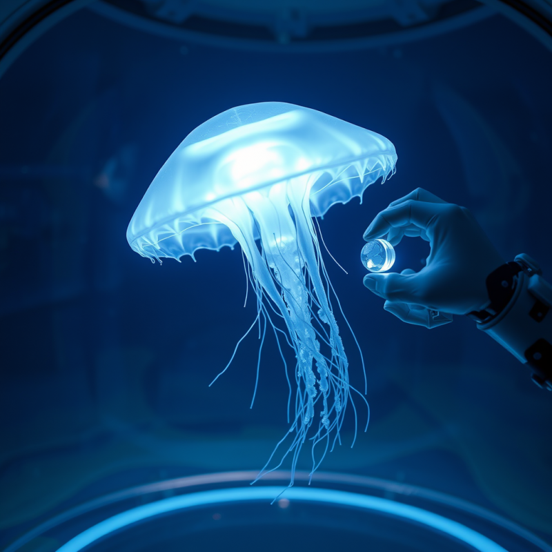Glowing Jellyfish in a Dark Aquarium