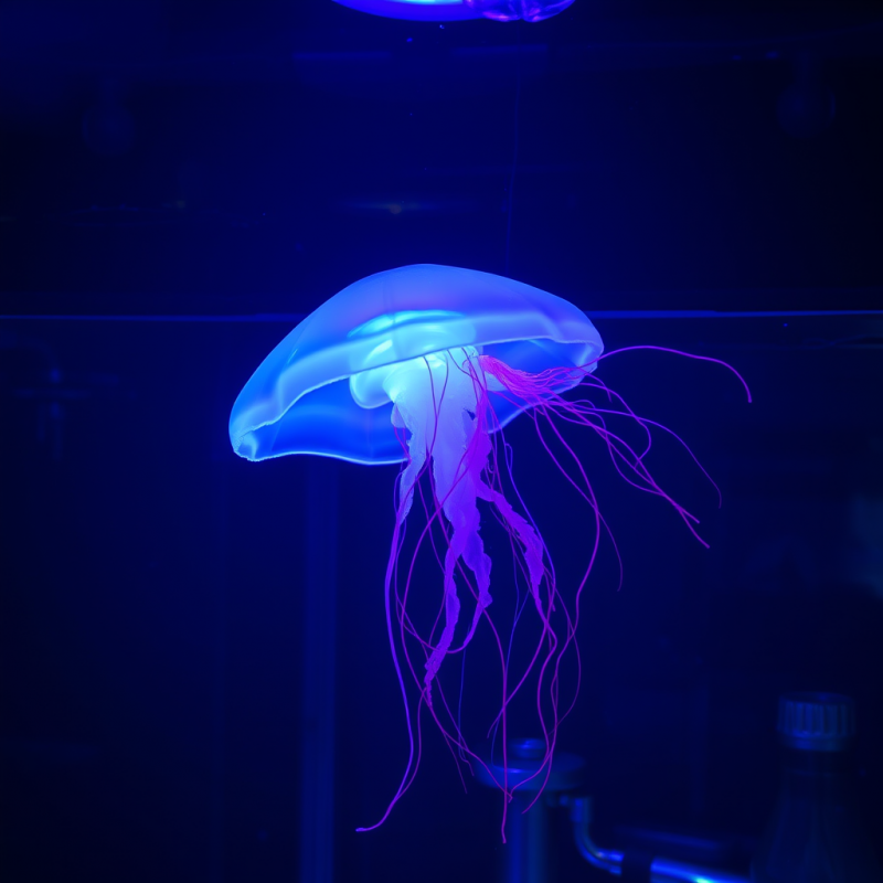 Glowing Jellyfish in Aquarium
